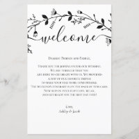 Carta de bienvenida de Boda de pergamino, tinerari