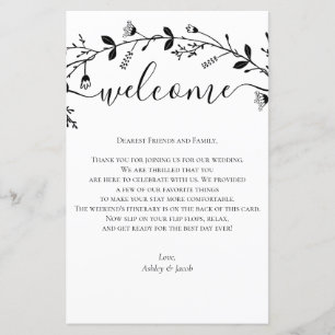 Lámina Carta de bienvenida de Boda de pergamino, tinerari