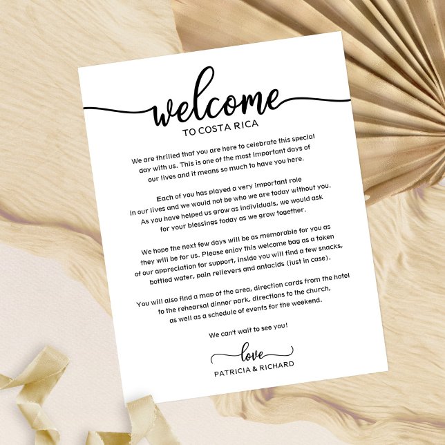 Lámina Carta de bienvenida de fin de semana de boda (Subido por el creador)