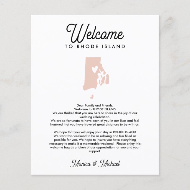 Lámina Carta de bienvenida de RHODE ISLAND y CUALQUIER CO (Anverso)