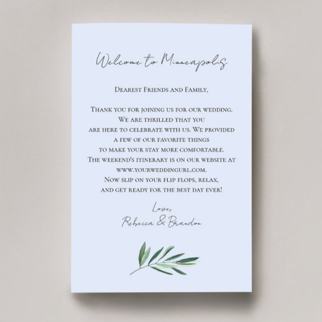 Lámina Carta de bienvenida para boda de eucalipto (Subido por el creador)