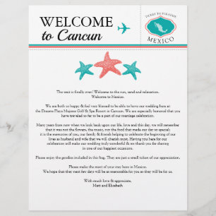 Lámina Carta de bienvenida para boda en México con coral