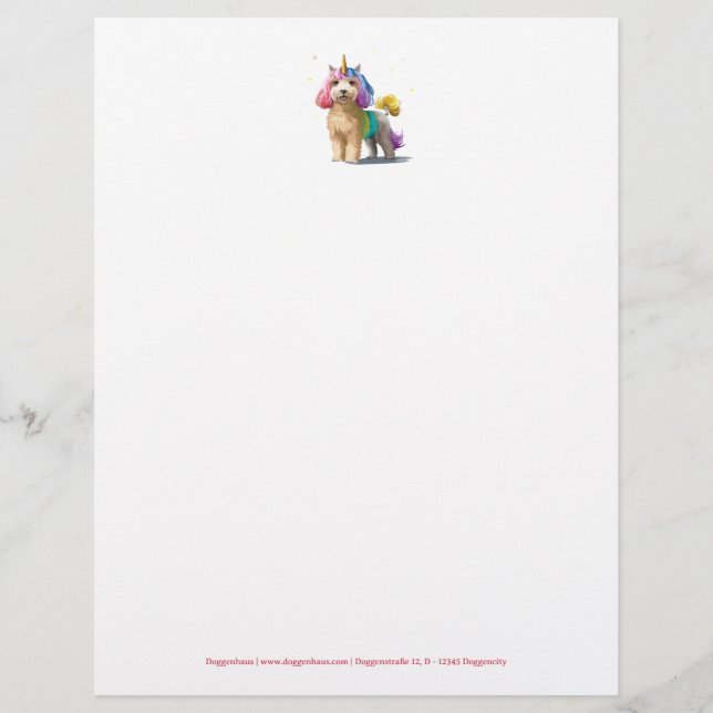 Lámina Carta de Caniche Unicornio  (Anverso)