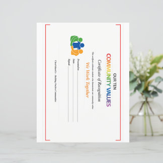 Lámina Carta de Certificado de Valor Juntos