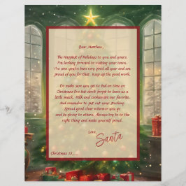 Lámina Carta de época de Santa con árbol de Navidad