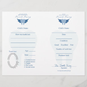 Lámina Carta de hadas dental y azul de recibo