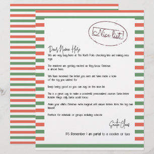 Lámina Carta de la Lista Buena de Santa Personalizada