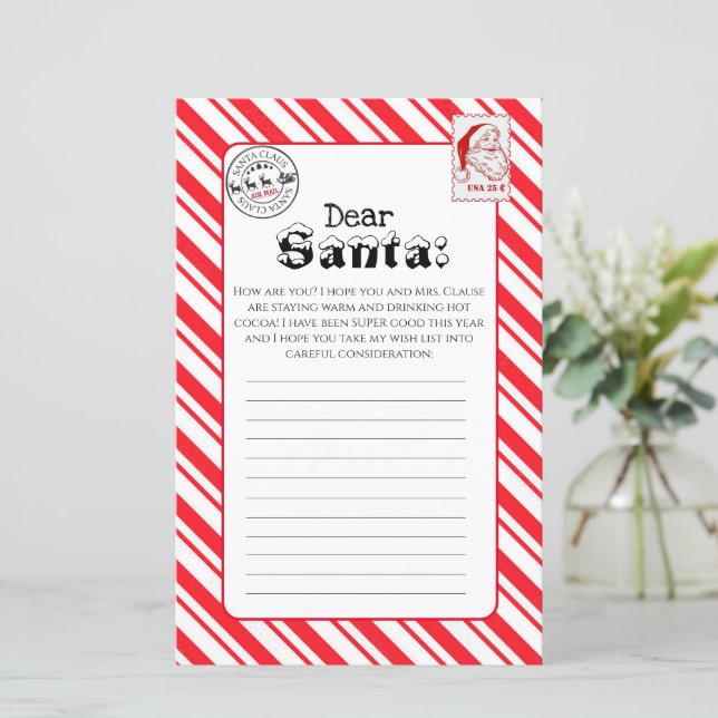 Lámina Carta de lista de deseos de navidades (Anverso de pie)