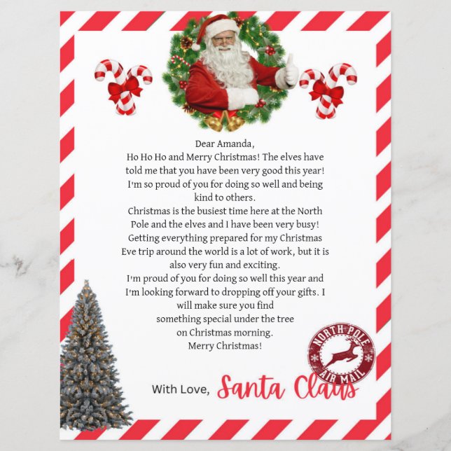 Lámina Carta de los Navidades de Santa Claus (Anverso)