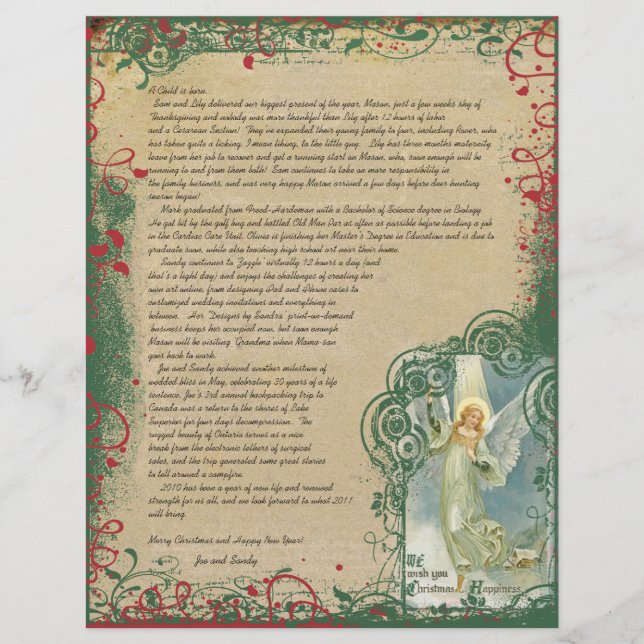 Lámina Carta de Navidad del Ángel Vintage (Anverso)