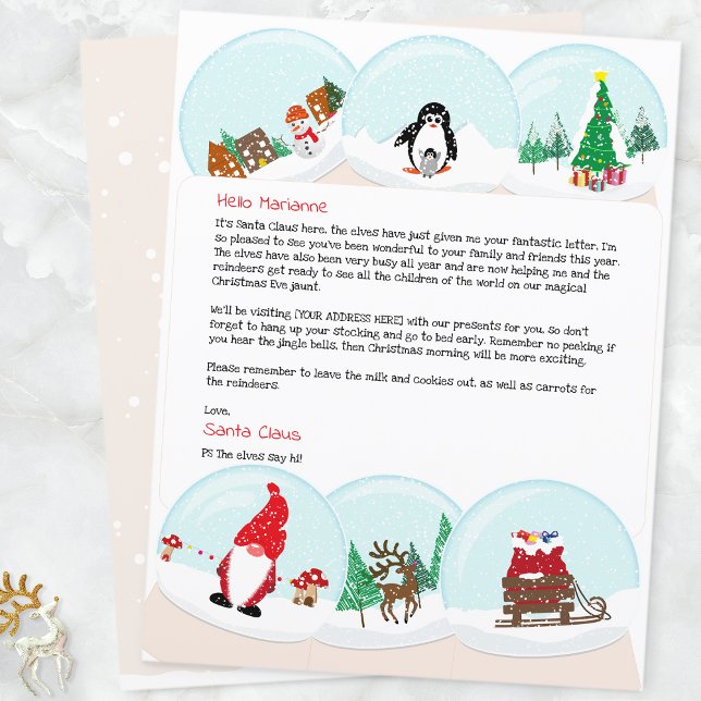 Lámina Carta de Navidad Personalizada de Papá Noel  (Snow Globe Father Christmas Letter)