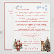 Carta de Papá Noel Copos de nieve Reno