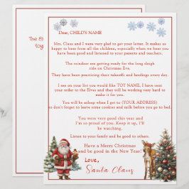Lámina Carta de Papá Noel Copos de nieve Reno