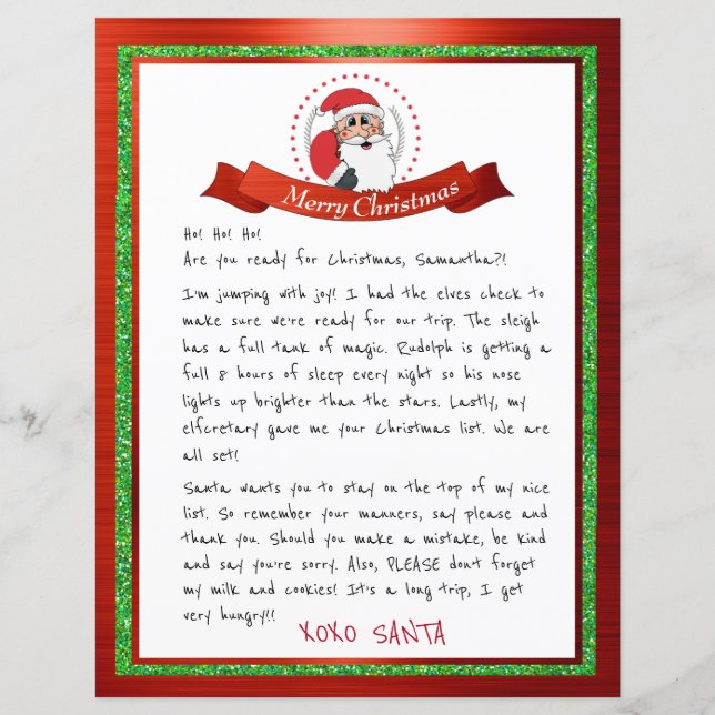 Lámina Carta de Santa Claus del Polo Norte (Anverso)