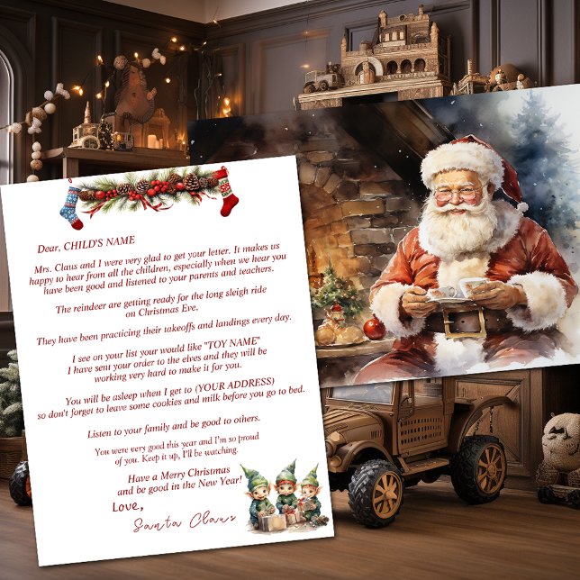 Lámina Carta de Santa Claus Elves Stockings Garland (Subido por el creador)
