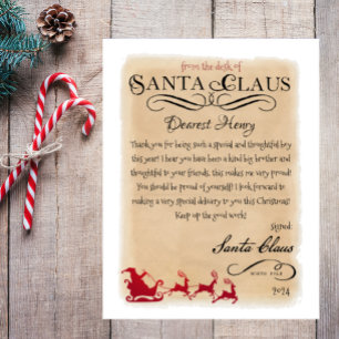 Lámina Carta de Santa Claus impresa de Santa Sleigh