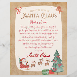 Lámina Carta de Santa Claus impresa desde Santa Sled