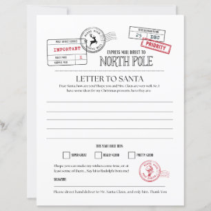 Lámina Carta del Polo Norte a Santa