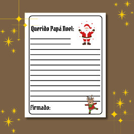 Lámina Carta española para Papá Noel Carta blanca a Santa