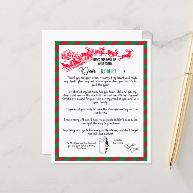 Lámina Carta festiva de Navidad de Papá Noel (Anverso/Reverso In Situ)