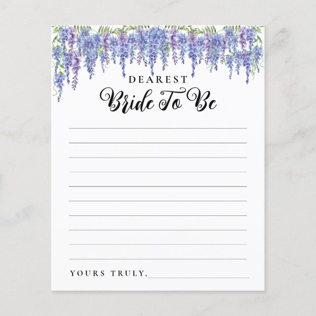 Lámina Carta floral púrpura moderna a ducha de novia (Anverso)