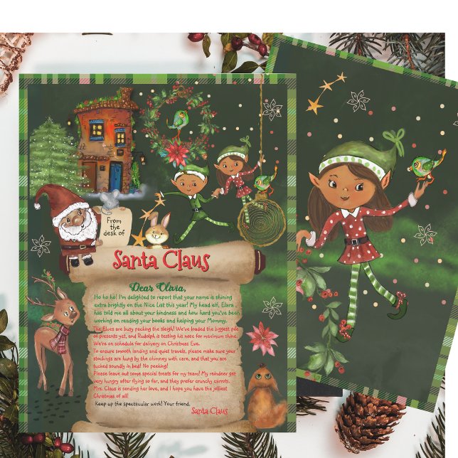 Lámina Carta oficial caprichosa de la mesa de Santa con e (Whimsical Official Letter from Santa Desk with Elf)