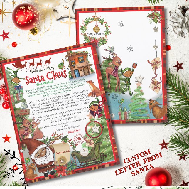 Lámina Carta oficial de Santa Claus | Rojo tradicional (Official Letter from Santa Claus  Traditional Red)