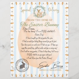 Lámina Carta oficial del conejo de Pascua (Azul)