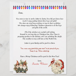 Lámina Carta personal de Santa Claus Luces Elfos