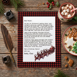Lámina Carta personalizable de Papá Noel a cuadros rojos