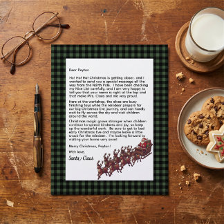 Lámina Carta personalizable de Papá Noel Cuadros Verdes y