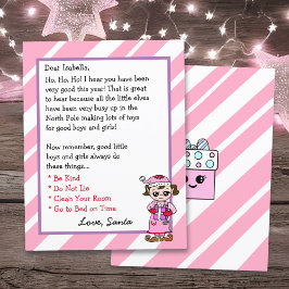 Lámina Carta personalizada Adorable Elf de Santa Claus