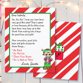 Lámina Carta personalizada Adorable Elf de Santa Claus