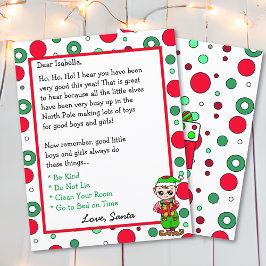 Lámina Carta personalizada Adorable Elf de Santa Claus