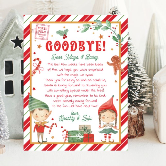 Lámina Carta personalizada de adiós Elf (Goodbye elf letter to celebrate your time with your Christmas elf. Say goodbye to your Christmas Elf)