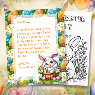 Lámina Carta personalizada de conejito de Pascua para niñ