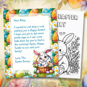 Lámina Carta personalizada de conejito de Pascua para niñ
