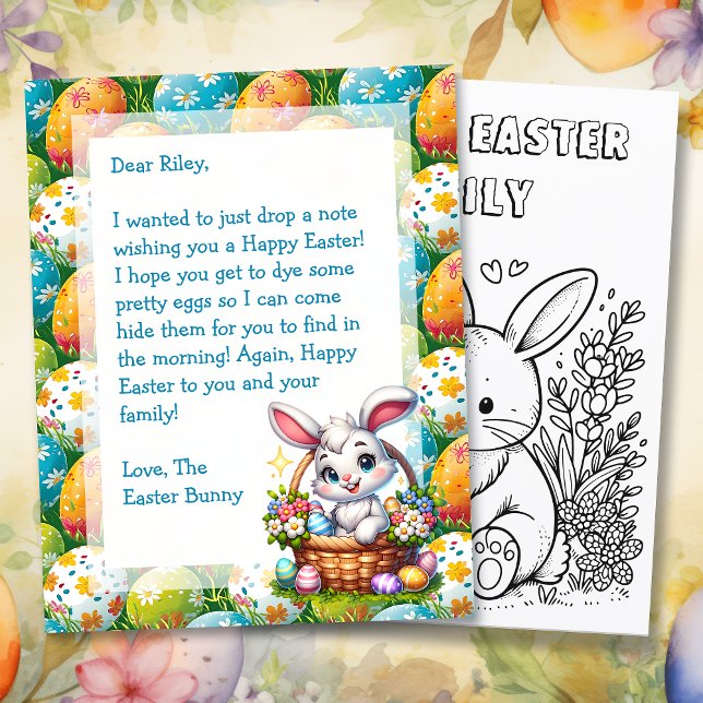 Lámina Carta personalizada de conejito de Pascua para niñ (Subido por el creador)