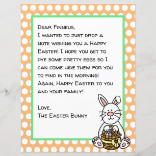 Lámina Carta personalizada de conejito feliz de Pascua