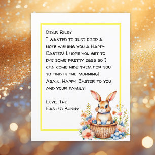 Lámina Carta personalizada de conejito feliz de Pascua