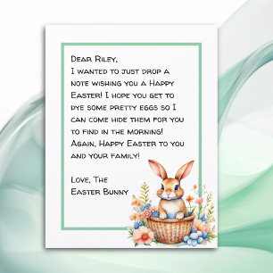 Lámina Carta personalizada de conejito feliz de Pascua