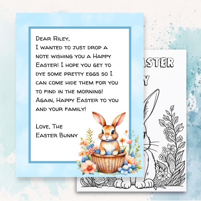 Lámina Carta personalizada de conejito feliz de Pascua (Subido por el creador)