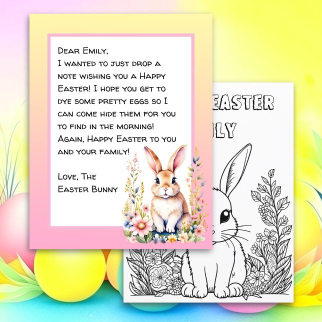 Lámina Carta personalizada de conejito feliz de Pascua (Subido por el creador)