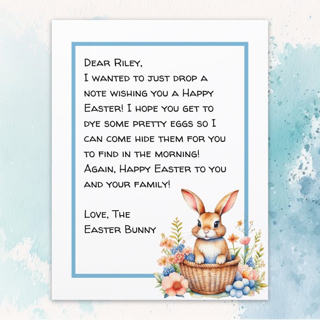 Lámina Carta personalizada de conejito feliz de Pascua (Subido por el creador)