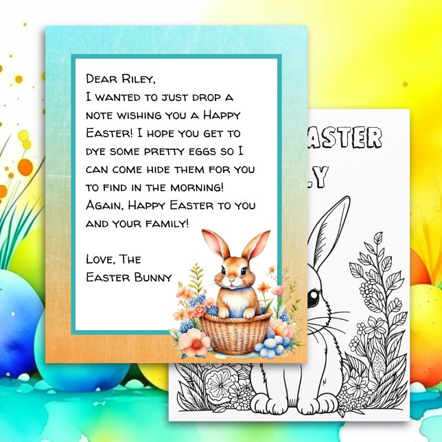 Lámina Carta personalizada de conejito feliz de Pascua (Subido por el creador)