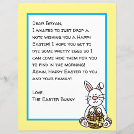Lámina Carta personalizada de conejito feliz de Pascua