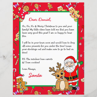 Lámina Carta personalizada de Papá Noel