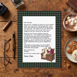 Lámina Carta personalizada de Papá Noel de cuadros verdes