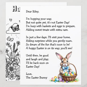 Lámina Carta personalizada de parte del conejo de Pascua