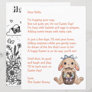 Lámina Carta personalizada de parte del conejo de Pascua